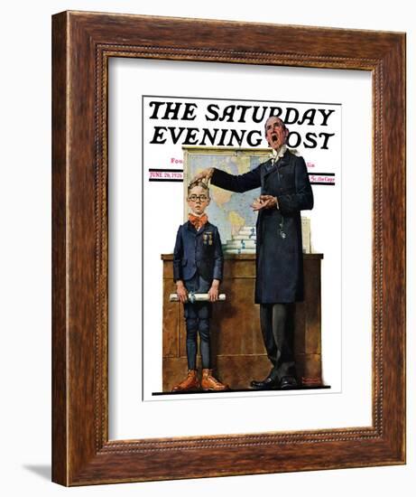 "Schoolmaster" or "First in his Class" Saturday Evening Post Cover, June 26,1926-Norman Rockwell-Framed Giclee Print