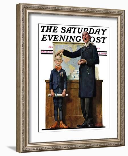 "Schoolmaster" or "First in his Class" Saturday Evening Post Cover, June 26,1926-Norman Rockwell-Framed Giclee Print