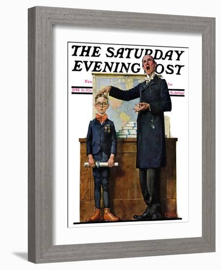 "Schoolmaster" or "First in his Class" Saturday Evening Post Cover, June 26,1926-Norman Rockwell-Framed Giclee Print