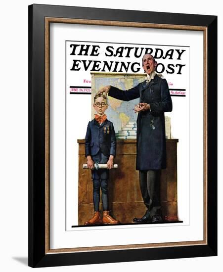 "Schoolmaster" or "First in his Class" Saturday Evening Post Cover, June 26,1926-Norman Rockwell-Framed Giclee Print