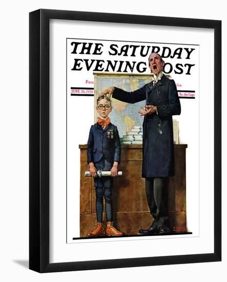 "Schoolmaster" or "First in his Class" Saturday Evening Post Cover, June 26,1926-Norman Rockwell-Framed Giclee Print