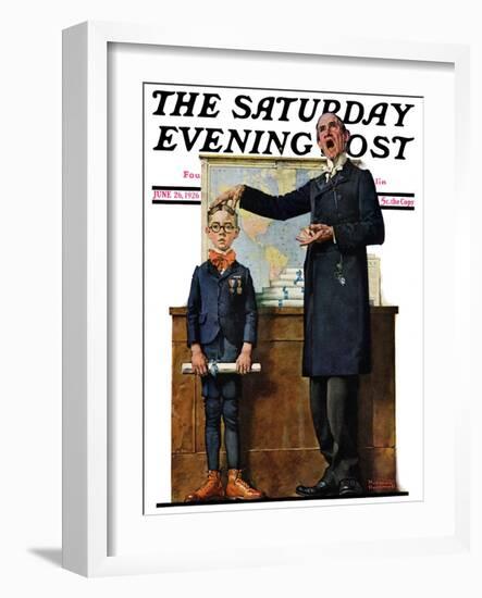 "Schoolmaster" or "First in his Class" Saturday Evening Post Cover, June 26,1926-Norman Rockwell-Framed Giclee Print