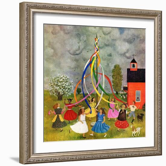 "Schoolyard Maypole Dance," May 4, 1946-Doris Lee-Framed Giclee Print