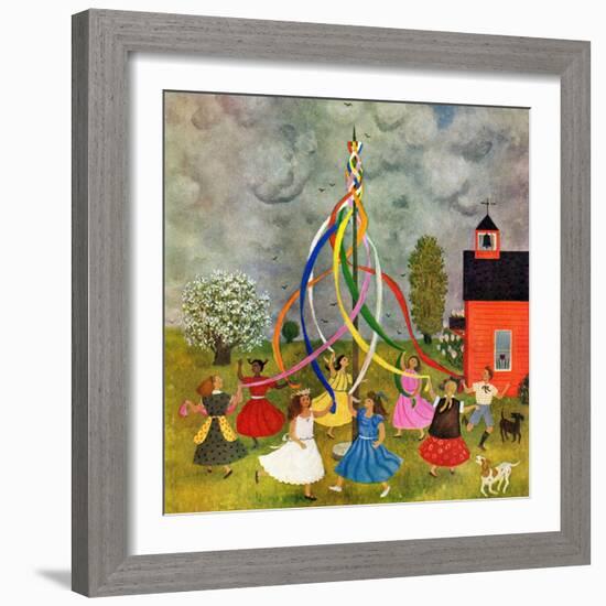 "Schoolyard Maypole Dance," May 4, 1946-Doris Lee-Framed Giclee Print