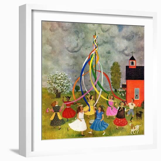 "Schoolyard Maypole Dance," May 4, 1946-Doris Lee-Framed Giclee Print