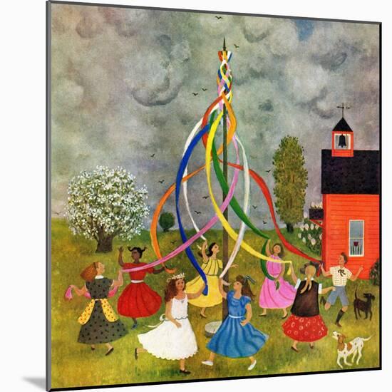 "Schoolyard Maypole Dance," May 4, 1946-Doris Lee-Mounted Giclee Print