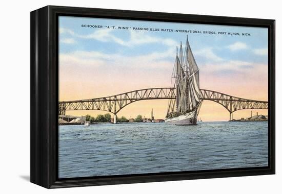 Schooner, Bridge, Port Huron, Michigan-null-Framed Stretched Canvas