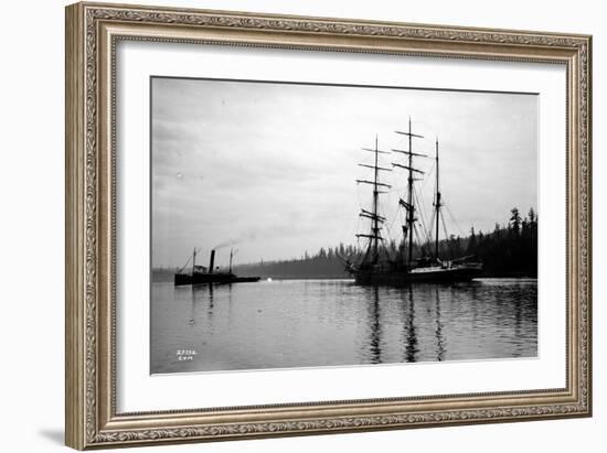 Schooner in Bay, Circa 1912-Asahel Curtis-Framed Giclee Print