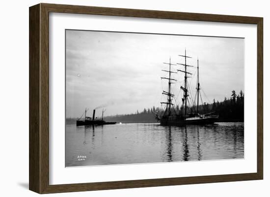 Schooner in Bay, Circa 1912-Asahel Curtis-Framed Giclee Print