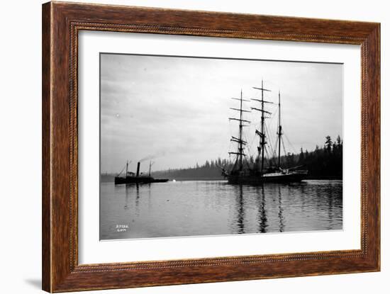 Schooner in Bay, Circa 1912-Asahel Curtis-Framed Giclee Print