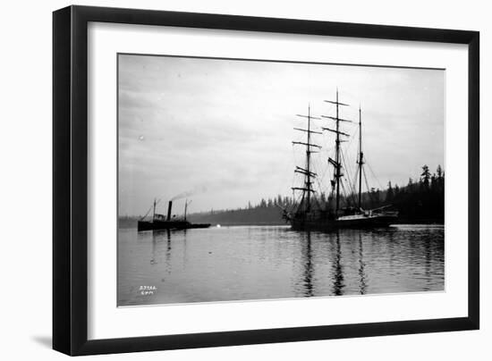 Schooner in Bay, Circa 1912-Asahel Curtis-Framed Giclee Print