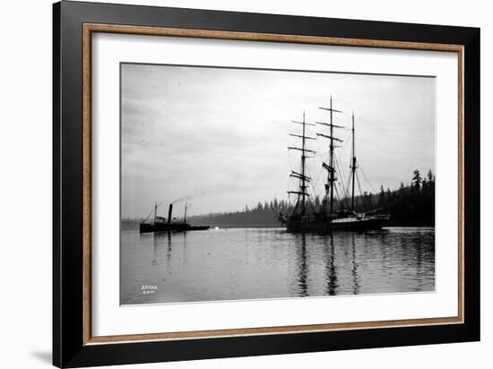 Schooner in Bay, Circa 1912-Asahel Curtis-Framed Giclee Print