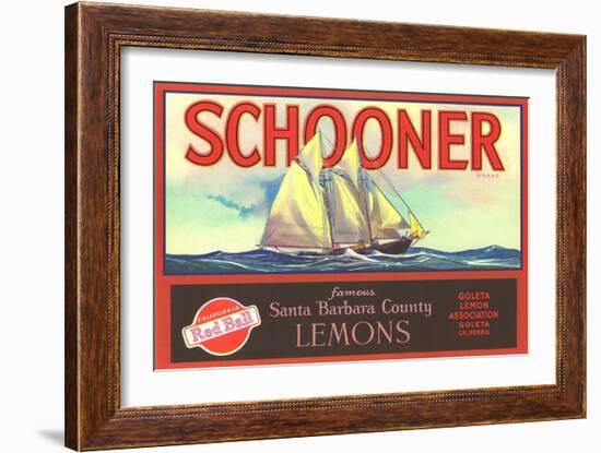 Schooner Lemon Label-null-Framed Art Print