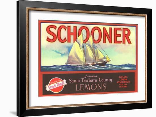 Schooner Lemon Label-null-Framed Art Print