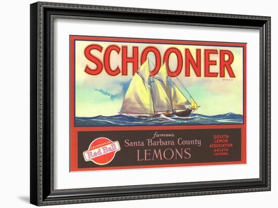 Schooner Lemon Label-null-Framed Art Print