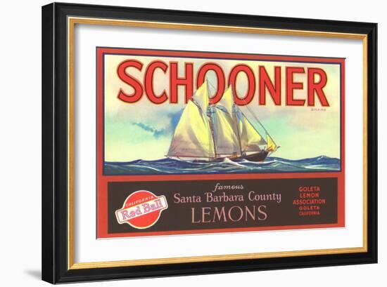 Schooner Lemon Label-null-Framed Art Print