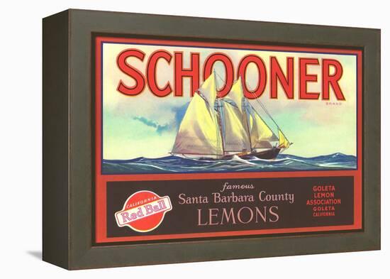 Schooner Lemon Label-null-Framed Stretched Canvas