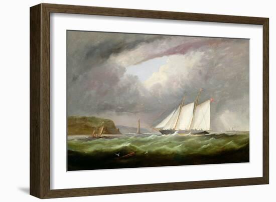 Schooner Yacht 'Esmeralda' in Alderney Roads Off Cap Le Hague, 1861-Arthur Wellington Fowles-Framed Giclee Print
