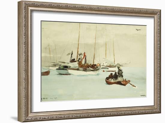 Schooners at Anchor, Key West-Winslow Homer-Framed Giclee Print