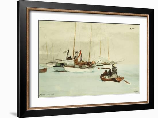 Schooners at Anchor, Key West-Winslow Homer-Framed Giclee Print