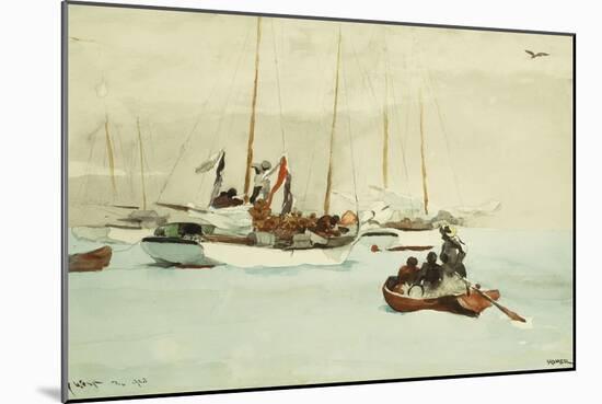 Schooners at Anchor, Key West-Winslow Homer-Mounted Giclee Print