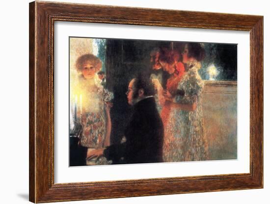 Schubert At The Piano-Gustav Klimt-Framed Art Print