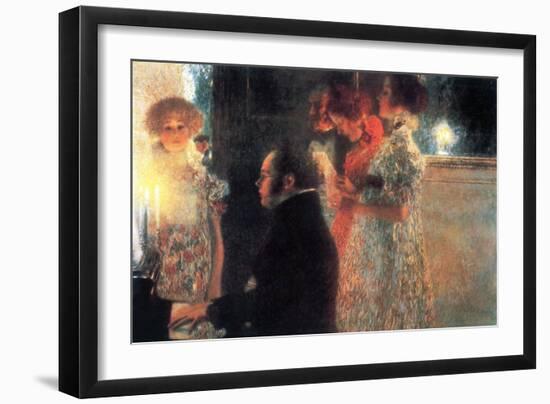 Schubert At The Piano-Gustav Klimt-Framed Art Print