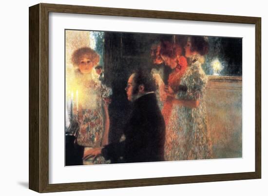 Schubert At The Piano-Gustav Klimt-Framed Premium Giclee Print
