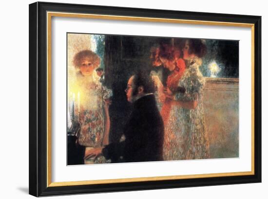 Schubert At The Piano-Gustav Klimt-Framed Premium Giclee Print