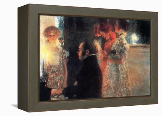 Schubert At The Piano-Gustav Klimt-Framed Stretched Canvas