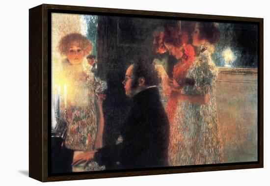 Schubert At The Piano-Gustav Klimt-Framed Stretched Canvas