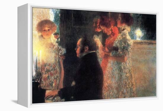 Schubert At The Piano-Gustav Klimt-Framed Stretched Canvas