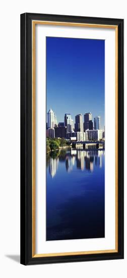 Schuylkill River with skyscrapers in the background, Philadelphia, Pennsylvania, USA-null-Framed Photographic Print