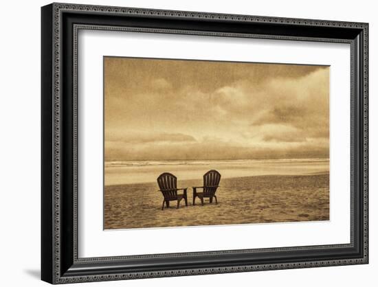 Schwartz - Two Chairs on the Sand-Don Schwartz-Framed Art Print