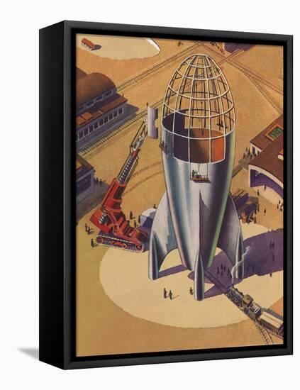 Sci Fi - Building Rocket Ship, 1948-null-Framed Premier Image Canvas