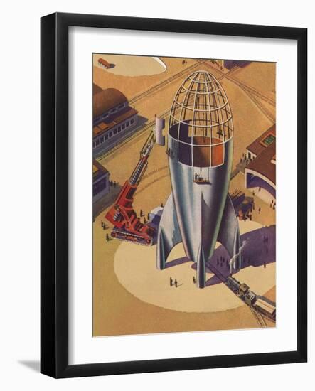 Sci Fi - Building Rocket Ship, 1948-null-Framed Giclee Print