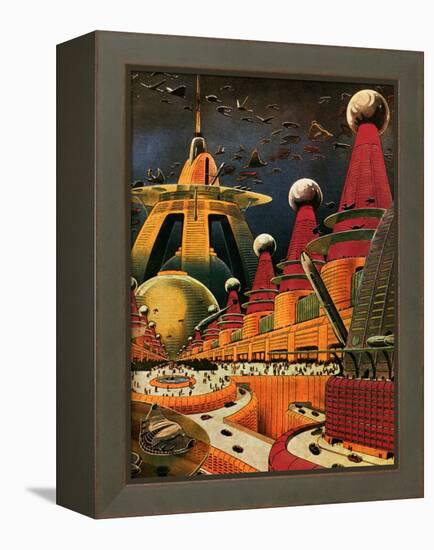 Sci Fi - Future Atomic City, 1942-Frank R. Paul-Framed Premier Image Canvas