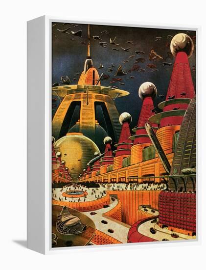 Sci Fi - Future Atomic City, 1942-Frank R. Paul-Framed Premier Image Canvas