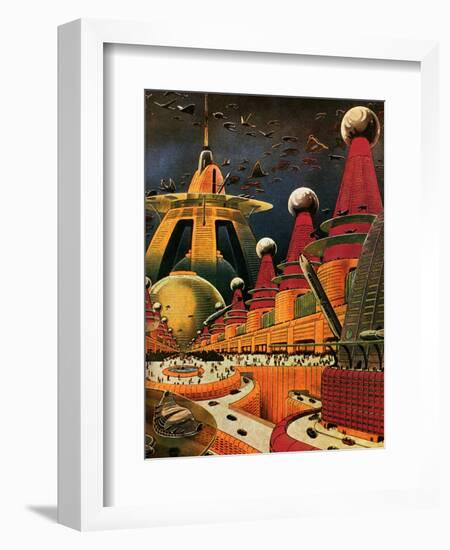 Sci Fi - Future Atomic City, 1942-Frank R. Paul-Framed Giclee Print