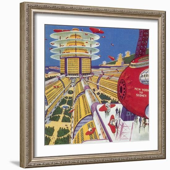 Sci Fi - Futuristic City, 1934-Frank R. Paul-Framed Giclee Print