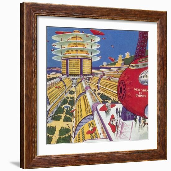 Sci Fi - Futuristic City, 1934-Frank R. Paul-Framed Giclee Print