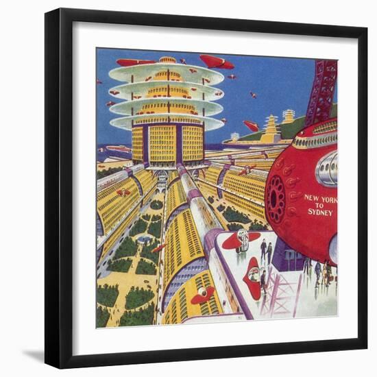 Sci Fi - Futuristic City, 1934-Frank R. Paul-Framed Giclee Print