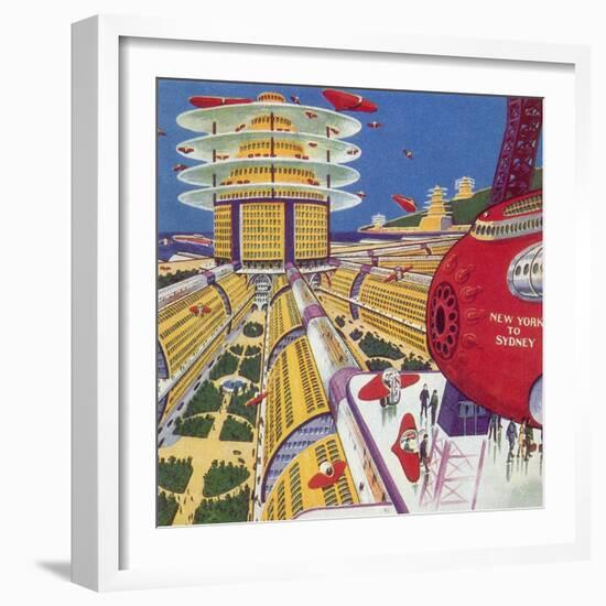 Sci Fi - Futuristic City, 1934-Frank R. Paul-Framed Giclee Print