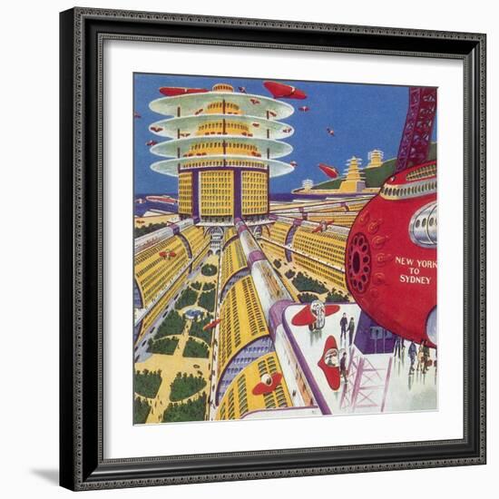 Sci Fi - Futuristic City, 1934-Frank R. Paul-Framed Giclee Print