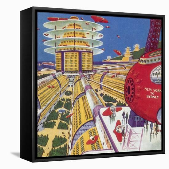 Sci Fi - Futuristic City, 1934-Frank R. Paul-Framed Premier Image Canvas