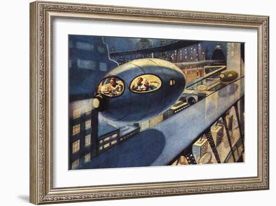 Sci Fi - Futuristic City Scene, 1932-Leo Morey-Framed Giclee Print