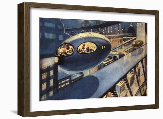 Sci Fi - Futuristic City Scene, 1932-Leo Morey-Framed Giclee Print