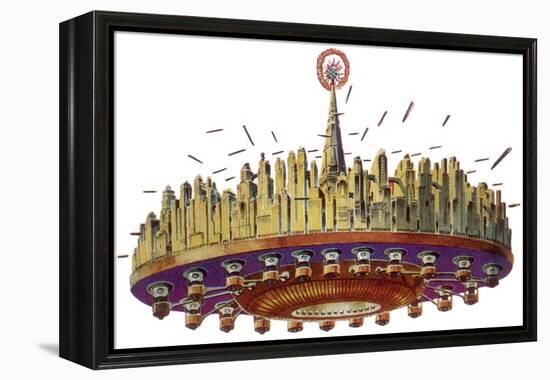 Sci Fi - Futuristic Space City, 1929-Frank R. Paul-Framed Premier Image Canvas