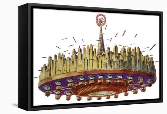 Sci Fi - Futuristic Space City, 1929-Frank R. Paul-Framed Premier Image Canvas