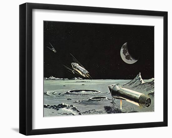 Sci Fi - Spaceships on Moon-null-Framed Giclee Print